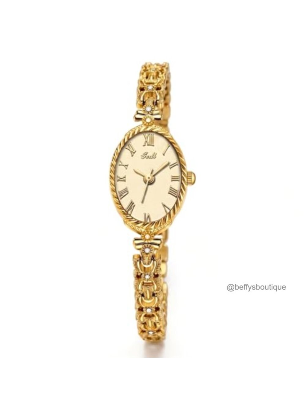 Dainty Oval Roman Numeral Quartz Dress Watch Adjustable Bracelet